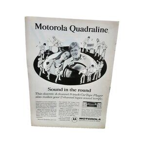 1973 Motorola Quadraline 8-Track Car Tape Player Vintage Print Ad 1970s